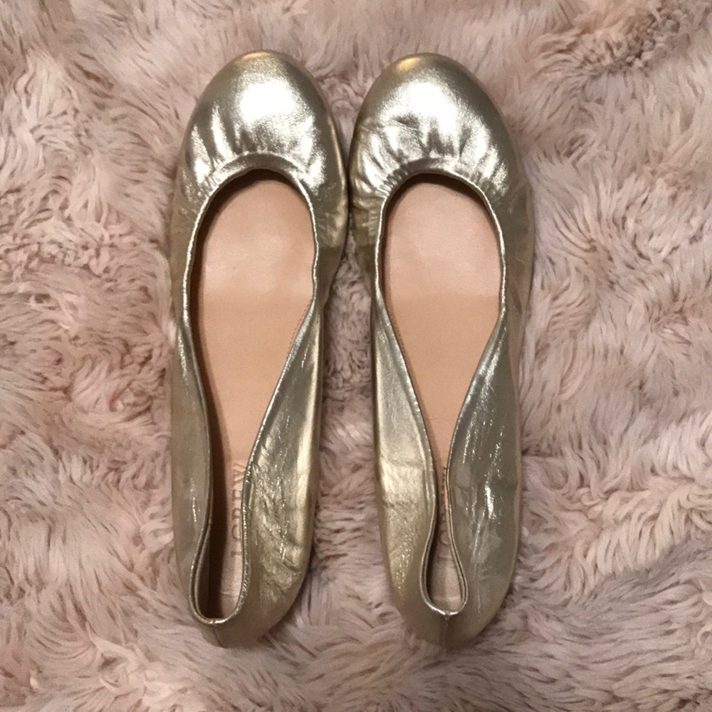 J. Crew Gold Cece Ballet Flats